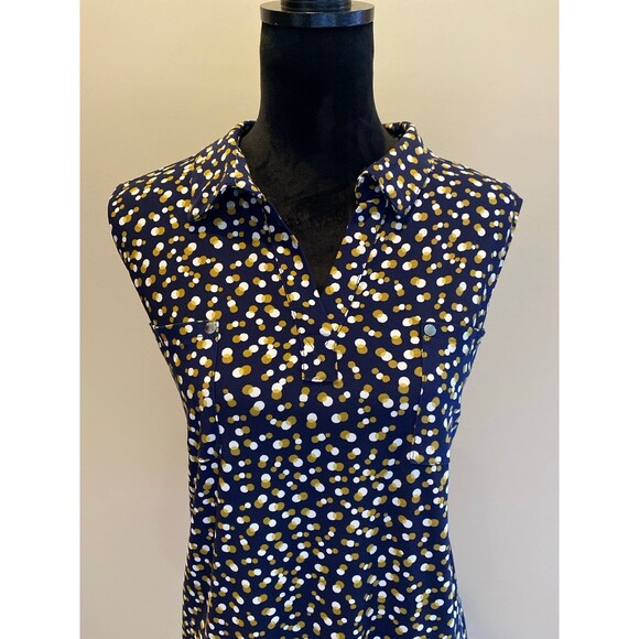 Jones New York Tops - Jones New York Blouse Size ? 1X or 2X + Stretch Navy Polka Dot Sleeveless Collar